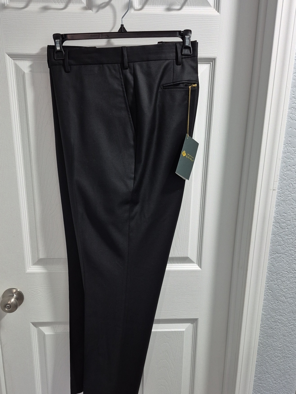 Santorelli Black Dress Pants with Gold Zip Accent